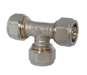 Raccordo Tubo Multistrato Stringere Fisso Tee 3 dadi D.26x26x26x3