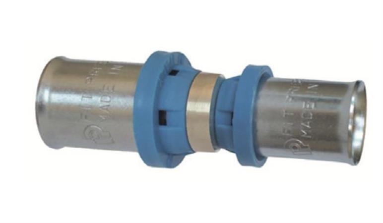 Raccordo Tubo Multistrato Pressare Diritto Doppio Ridott.D.26-3x20-2