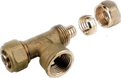 Raccordo Tee 3 Dadi Femmina Polietilene Reticolato D.22x3/4x22