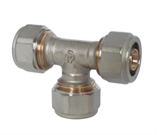 Raccordo Tubo Multistrato Stringere Fisso Tee 3 dadi D.20x20x20x2