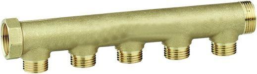 Collettore Semplice in Ottone Giallo 5 Vie D.3/4x1/2