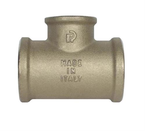 Raccordo Ottone Giallo Tee Ridotta Femmina Femm.D.11/4Fx3/4Fx11/4F