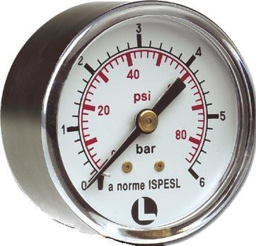 Manometro di Pressione 1/4 D.63 bar 0-12 Attacco Centrale