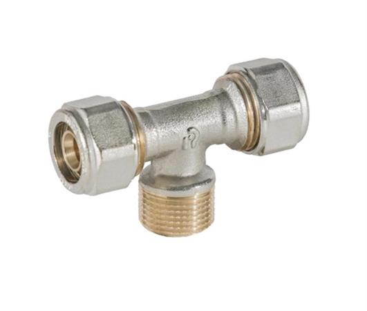 Raccordo Tubo Multistrato Stringere Fisso Tee Maschio D.16x1/2x16x2