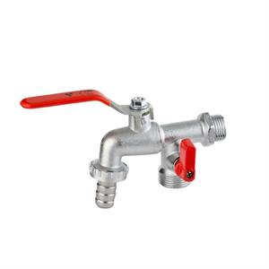 Rubinetto Portagomma Doppio e Mini Valvola con Porta  D.1/2x3/4x3/4