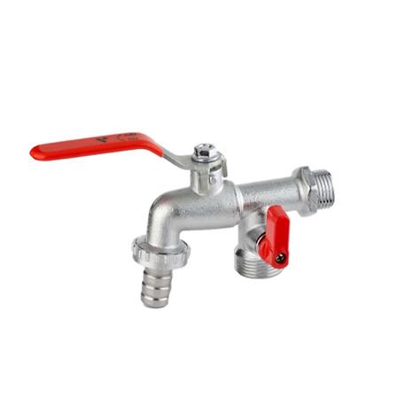 Rubinetto Portagomma Doppio e Mini Valvola con Porta  D.1/2x3/4x3/4