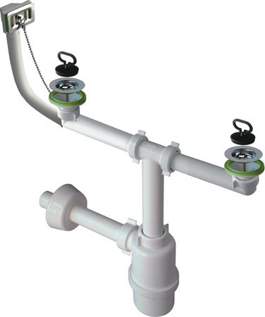 Sifone Lavello 2 Vie con Piletta e Troppo Pieno D.11/2