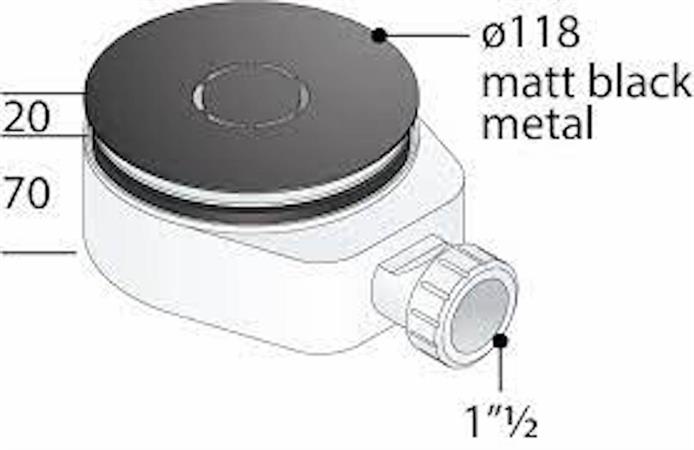 Piletta Sifoide Piatto Doccia Nero Opaco Innes.C/Grig.D.11/2x90x115