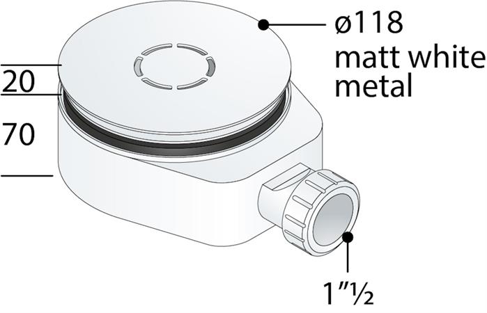 Piletta Sifoide Piatto Doccia Bianco opaco Inn.C/Grig.D.11/2x90x115