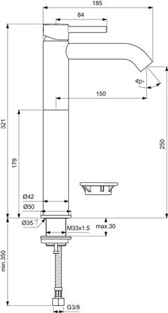 Miscelatore Mon.Lavabo d'Appoggio Ceraline BC269XG Nero Seta S/Asta