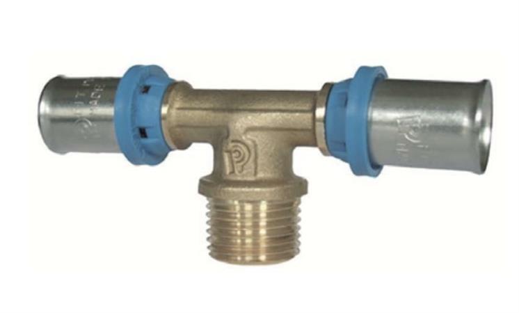 Raccordo Tubo Multistrato Pressare Tee Maschio D.40x11/4x40x3,5