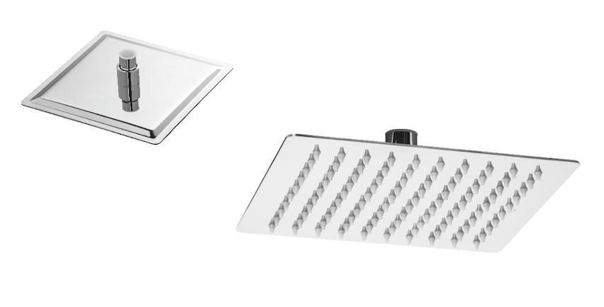 Soffione Doccia Quadro Acciaio Inox Cromo D.20 D.1/2 Metaform TopLin