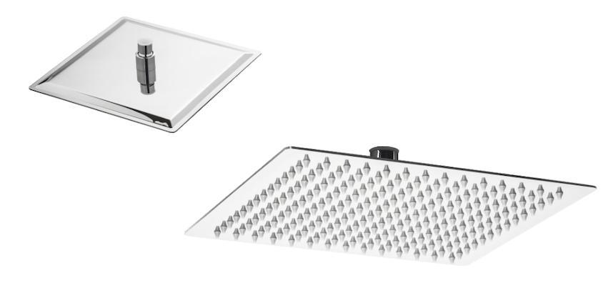 Soffione Doccia Quadro Acciaio Inox Cromo D.25 D.1/2 Metaform TopLin