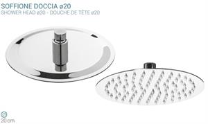 Soffione Doccia Tondo  Acciaio Inox Cromo D.20 D.1/2 Metaform TopLin