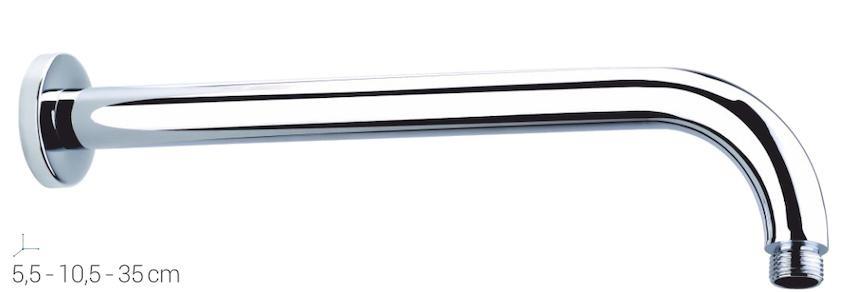 Braccio Doccia Tondo Cromato  Pesante D.1/2 x Cm 35 Metaform Top Lin