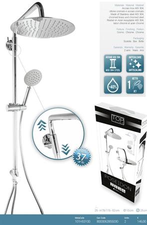 Colonna Doccia Mix POSEIDON Acciaio Cromato Tonda Regolabil.Metaform