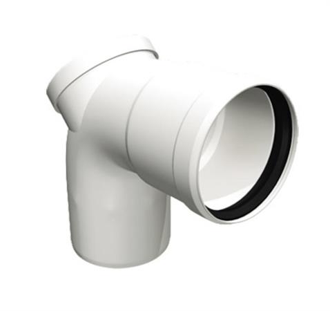 Gomito 87°/93° Polipropilene PPS B/co Condensaz.D.80 M/F C/Tappo Isp