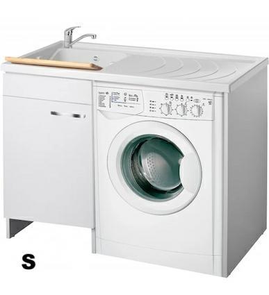 Mobile Lavatoio Inserimento Lavatrice Bianco Cm L109xP60xH90 Sx