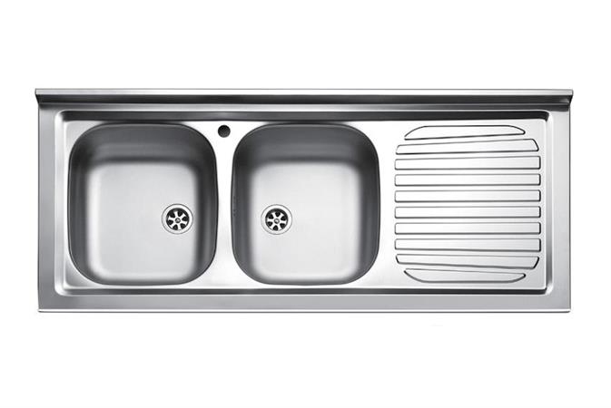 Lavello Acciaio Inox per Sottolavelli Cm L120xP50 Dx 2 Coppe
