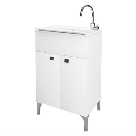 Mobile in Legno con Lavatoio in Resina Cm L60xP50xH83 Bianco Savini2