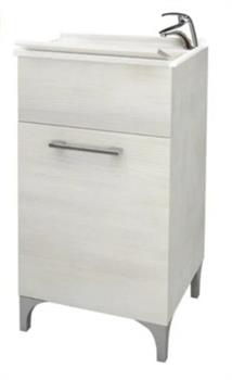 Mobile in Legno con Lavatoio in Resina Cm L45xP50xH83 Rovere Bianco