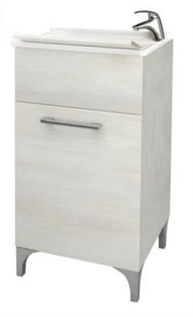 Mobile in Legno con Lavatoio in Resina Cm L45xP50xH83 Rovere Bianco