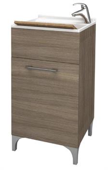 Mobile in Legno con Lavatoio in Resina Cm L45xP50xH83 Rovere Fumo