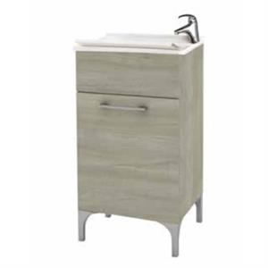 Mobile in Legno con Lavatoio in Resina Cm L45xP50xH83 Rovere Grigio