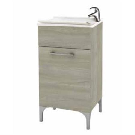 Mobile in Legno con Lavatoio in Resina Cm L45xP50xH83 Rovere Grigio
