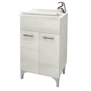 Mobile in Legno con Lavatoio in Resina Cm L50xP50xH83 Rovere Bianco