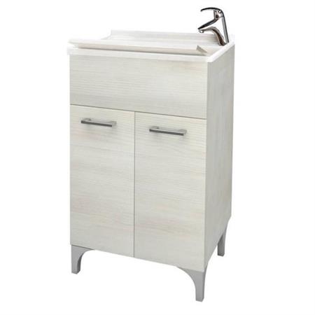 Mobile in Legno con Lavatoio in Resina Cm L60xP50xH83 Rovere Bianco
