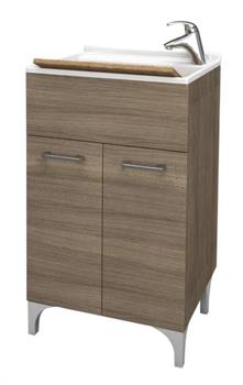 Mobile in Legno con Lavatoio in Resina Cm L60xP50xH83 Rovere Fumo