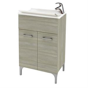 Mobile in Legno con Lavatoio in Resina Cm L60xP50xH83 Rovere Grigio