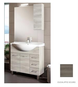 Mobile Bagno Lavabo Ceramica Pensile Specchio Cm L85 xH196 P48 OLCA