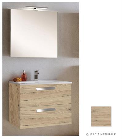Mobile Bagno Sospeso 2 Cassettoni Specchio Cm L81 xH190 P47 QUNA