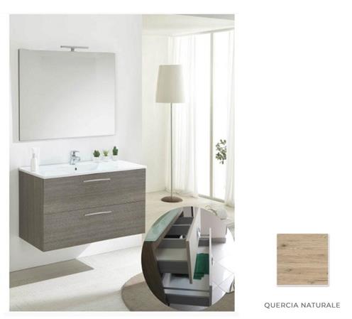Mobile Bagno Sospeso 2 Cassettoni Specchio Cm L101xH195 P47 QUNA