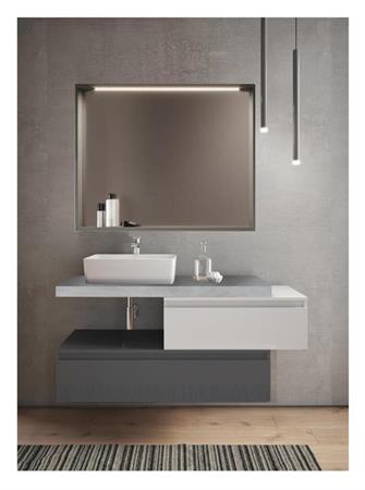 Mobile Bagno Sosp.NINFA C/Cass.Lavabo Dappog.Cm L80xP50  Grigio Spat