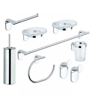 Set Accessori Ottone Cromato Serie Zero Metaform 8Pz C/Porta Scopino