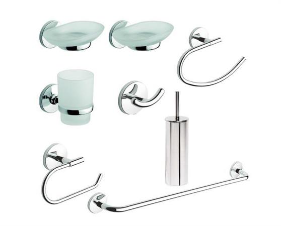 Set Accessori Ottone Cromato Serie One Metaform 8 Pz C/Porta Scopino