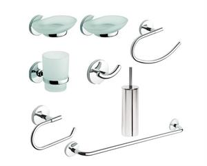 Set Accessori Ottone Cromato Serie One Metaform 8 Pz C/Porta Scopino