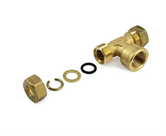 Raccordo per Tubo Rame con Ogiva O-Ring Tee Femmina D.12x1/2x12