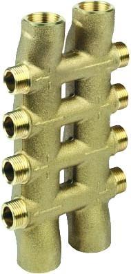 Collettore Complanare e Componibile Ottone Giallo D.3/4x10x10 Vie