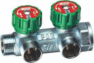 Collettore Far 2 Vie con Rubinetto Blu/Rosso D.3/4x24x19 MF