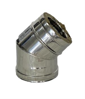 Curva 45° Acciaio Inox Aisi 316L/304 Doppia Parete S/Guarn.D. 80/130