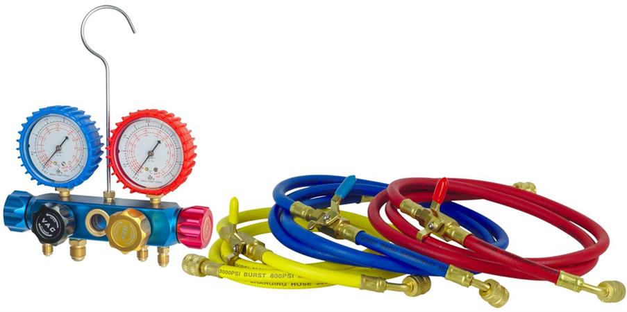 Gruppo Manometri Pulse-Free Vite Regolazione 4 Vie R410A,R32