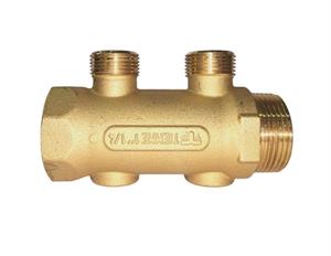 Collettore Semplice in Ottone Giallo 2 Vie D.11/4G  3/4 (D.18)