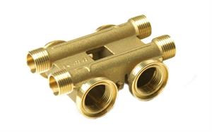 Collettore Complanare e Componibile Ottone Gial.D.3/4x1/2x2 Vie