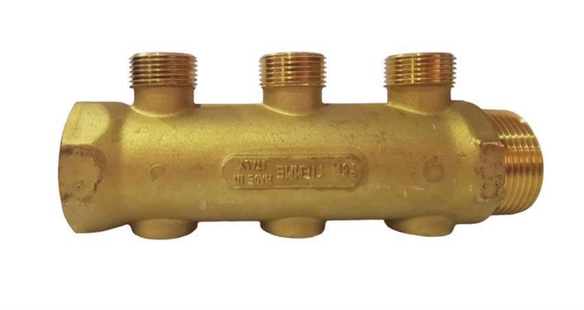 Collettore Semplice in Ottone Giallo 3 Vie D.11/4G  1  (D.24)