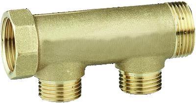 Collettore Semplice in Ottone Giallo 2 Vie D.3/4x1/2